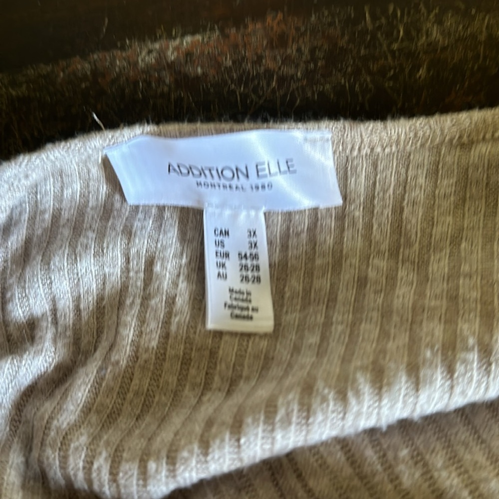Addition Elle Beige Wrap-Style Ribbed Sweater - Picture 7 of 8
